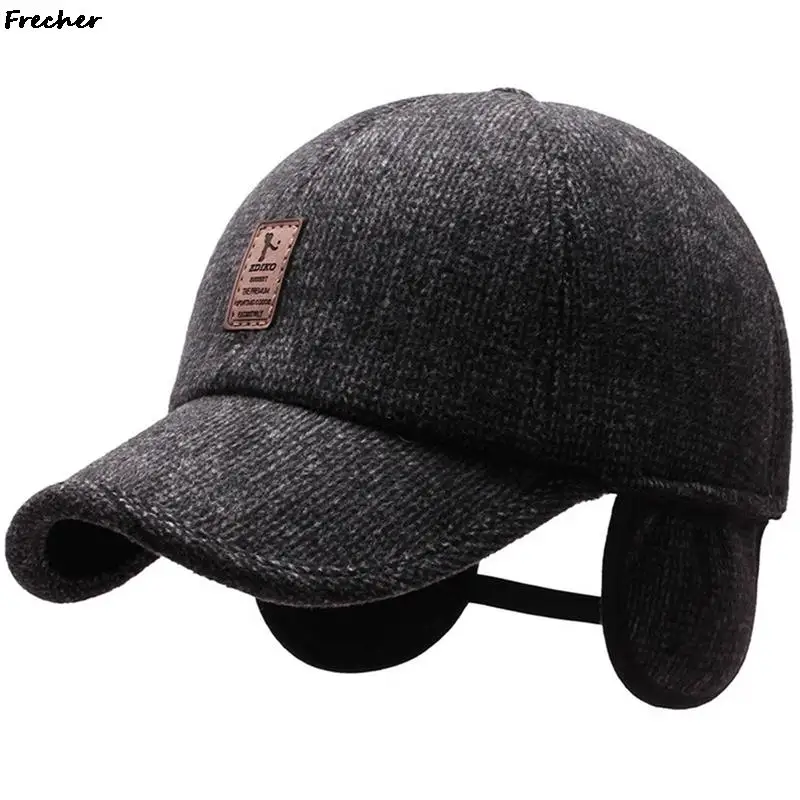 Ochrona słuchu czapki z daszkiem zimowa jesienna czapka z daszkiem utrzymuje ciepło wełniana czapka typu Snapback męska casuette Gorras na zewnątrz