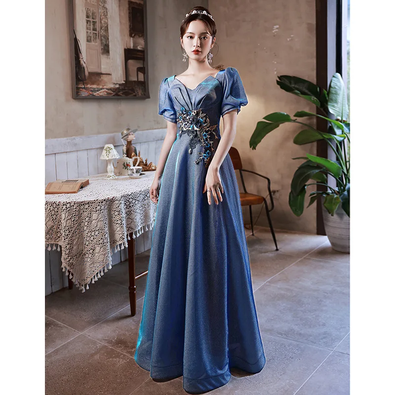 

2025 French Evening Dress Skirt Light Luxury Niche High-end Host Performance Banquet Toasting Clothes Flash Adult Annual Meeting