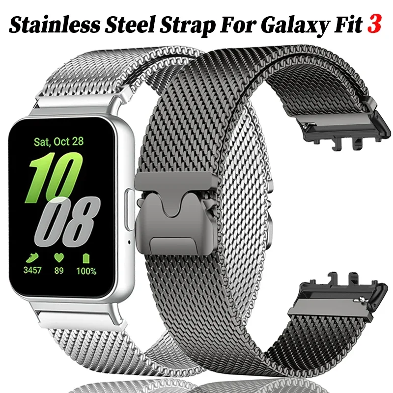 Edelstahlarmband für Samsung Galaxy Fit 3 Band, Milanese Loop Parachute Buckle Correa für Galaxy Fit 3 Band-Zubehör