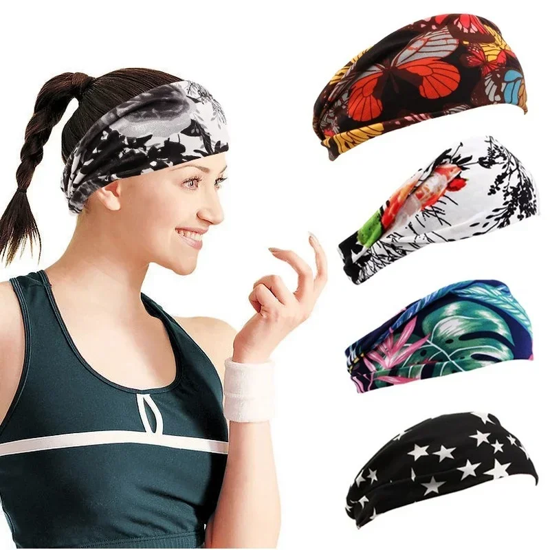 20 Styles Printed Yoga Elastic Hair Band Sport Headband Gym Anti-Slip Slim Hair Band For Fitness Antiperspirant Headband Turban