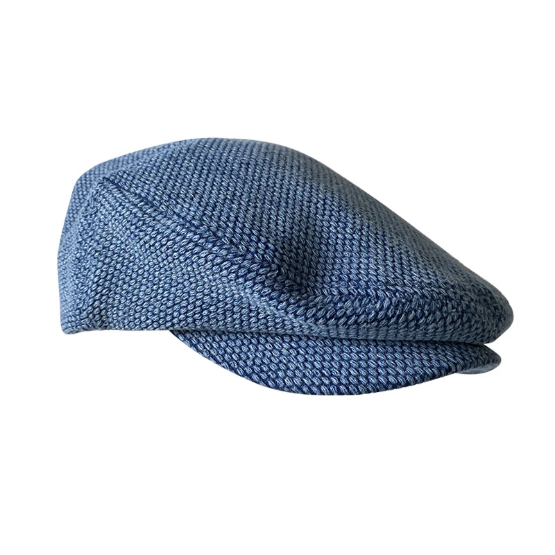 Men Hat Spring Autumn Vintage Newsboy Hats Classic Western Newsboy Caps Cotton Flat Brim Hat Women Denim Blue Berets BJM73