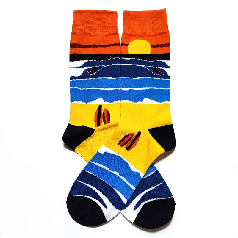 39 نمط الكرتون الرجال الجوارب الذهبي Retriev الحدود الكولي الكلب الأسد ليوبارد القطن الجدة مضحك الاتجاه الشارع سكيت الجوارب الطويلة #5