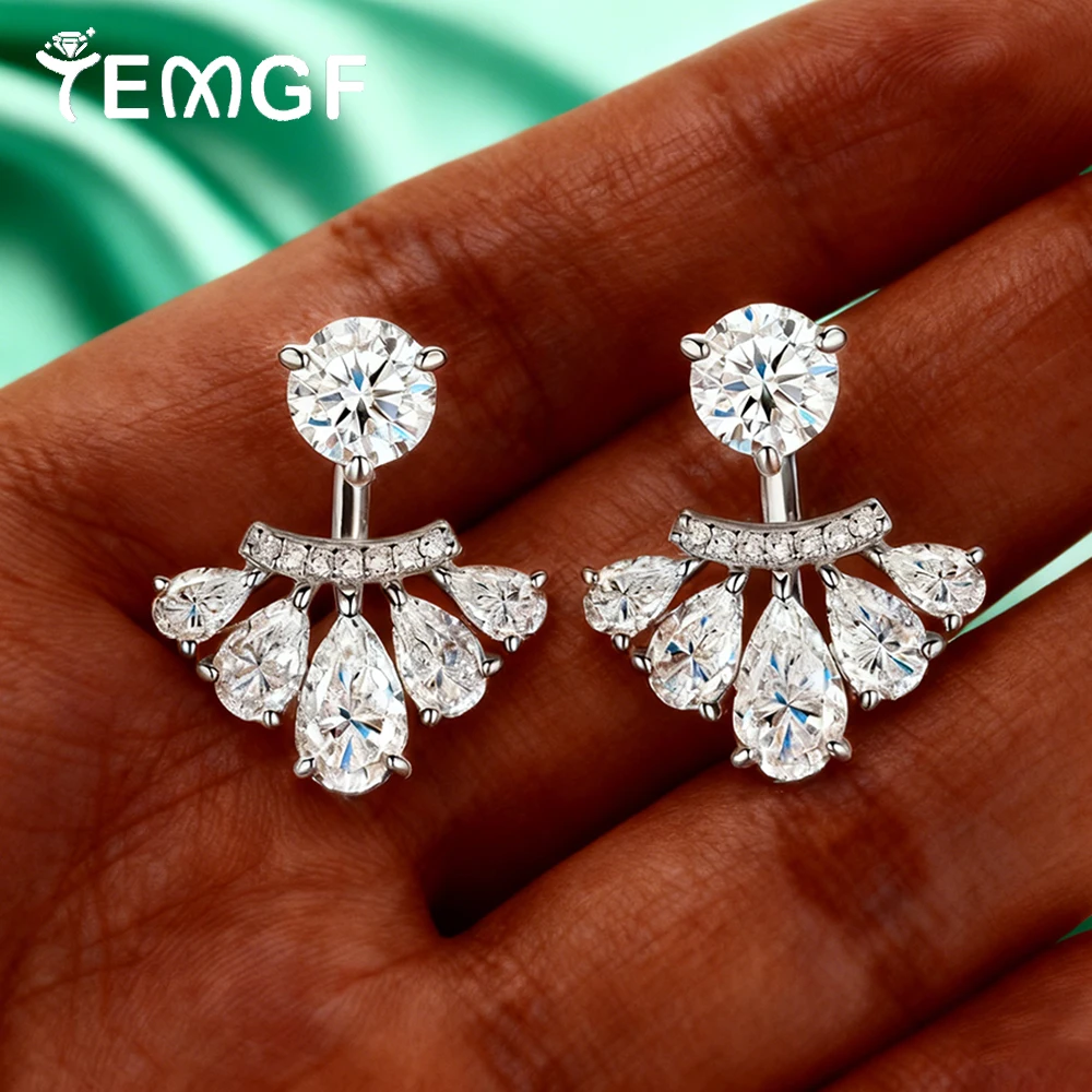 

TEMGF Full Moissanite Earrings for Women S925 Silver Dual-use Stacked Ear Studs Wedding Party Luxury Sparkle Jewelry Matching