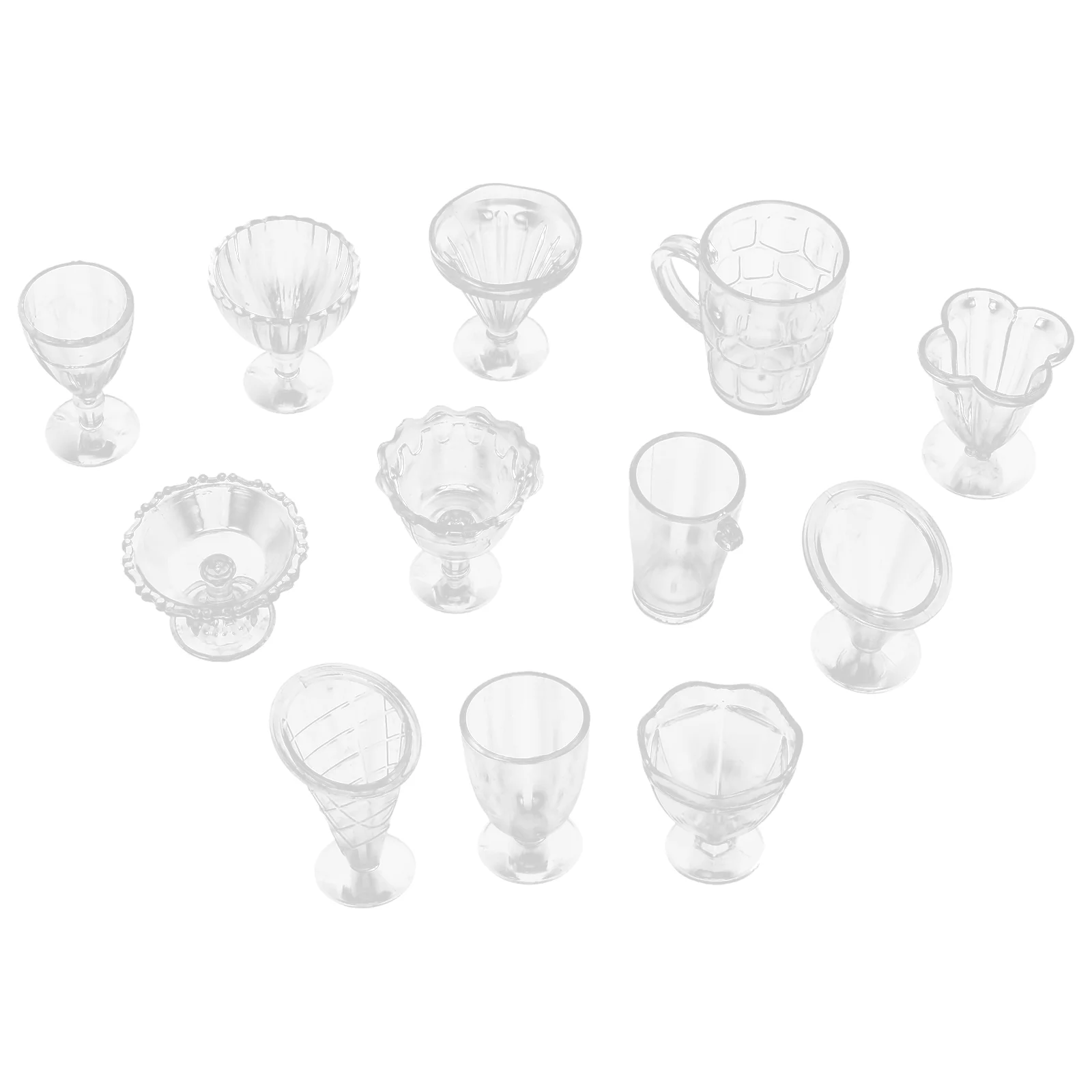 Crystal Glass Simulated 12-piece Ice Cream Cup Ultra-light Clay Glue Material Food Toy DIY Accessories Mini Mug