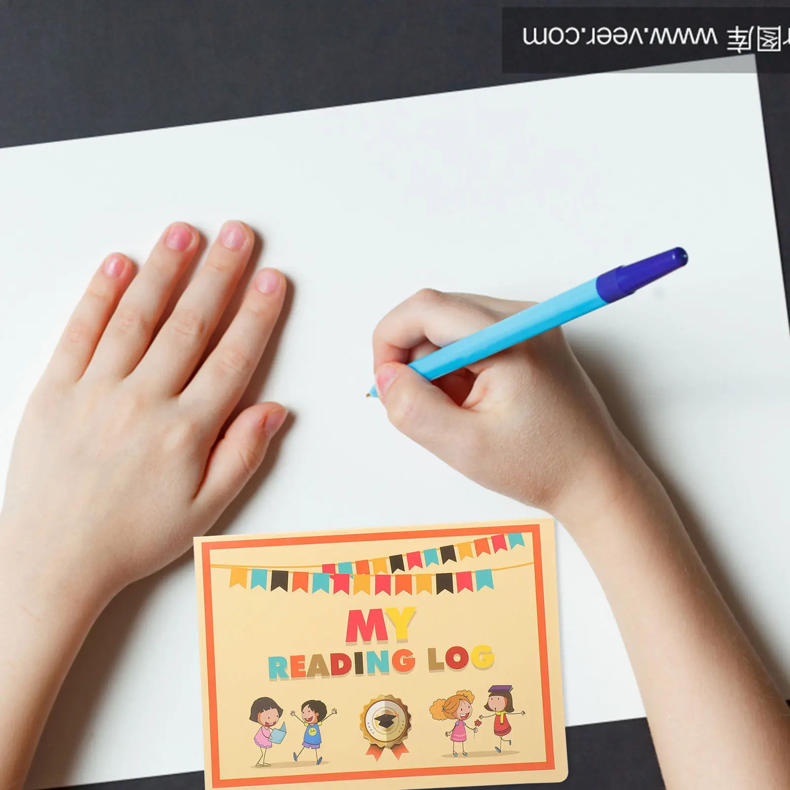 10Pcs Reading Bankbook for Kids English Printing Cartoon Design Smooth Writing Surface Portable Size Reading Log Books