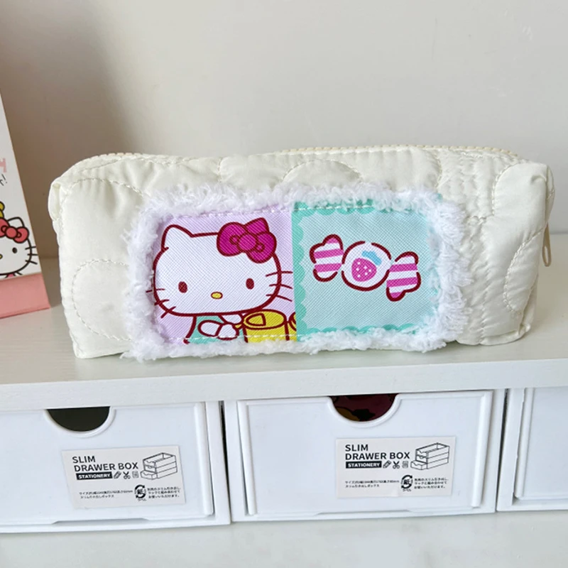 Kawaii kantong Pensil kapasitas besar tempat pena lucu Kt kucing tas kosmetik gadis perlengkapan siswa hadiah alat tulis