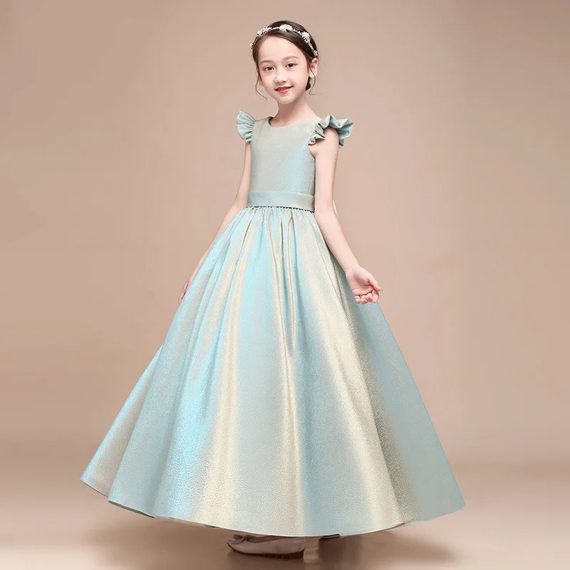 

Children's Formal Dress Long Noble Piano Dress Performance Dress Host Middle-aged Child Formal Dress Ten-Year-Old Birthday Dress
