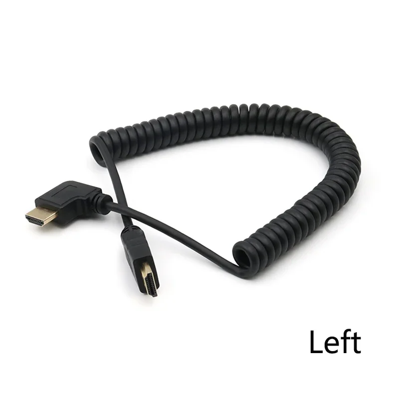 Elastic Coiled Spring HDMI-Compatible Cable Male to Male V1.4 1080P 3D Pure Copper HDMI Left & Right Angled Cable 2.0m