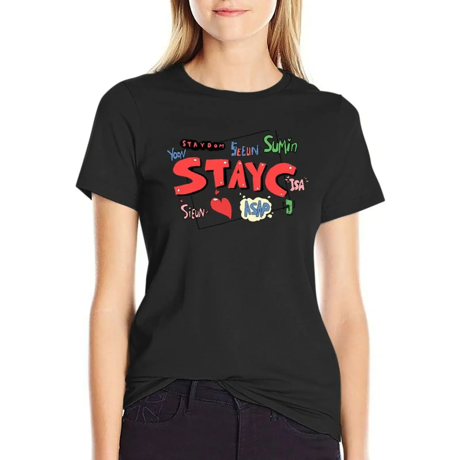 Kpop STAYC Asap T-Shirt tops Female clothing Blouse aesthetic clothes Women t-shirts