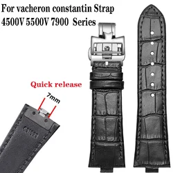 Genuine Leather Watchband For vacheron constantin 4500V 5500V 7900 Watch strap vc Convex Mouth 7mm wristwatches band Accessories