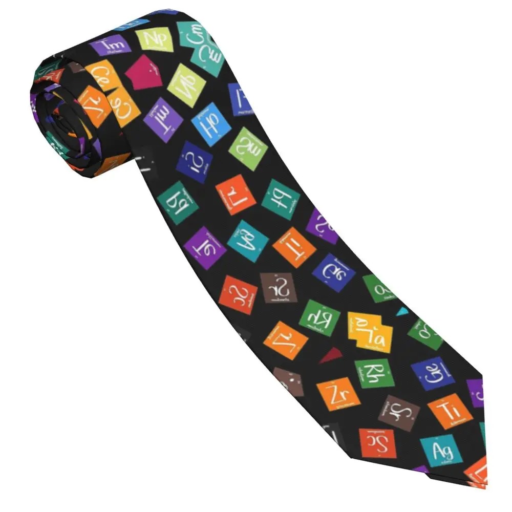 Rainbow Periodic Table Unisex Neckties Polyester 8 cm Narrow Science Chemical Elements Neck Ties for Men Cosplay Props