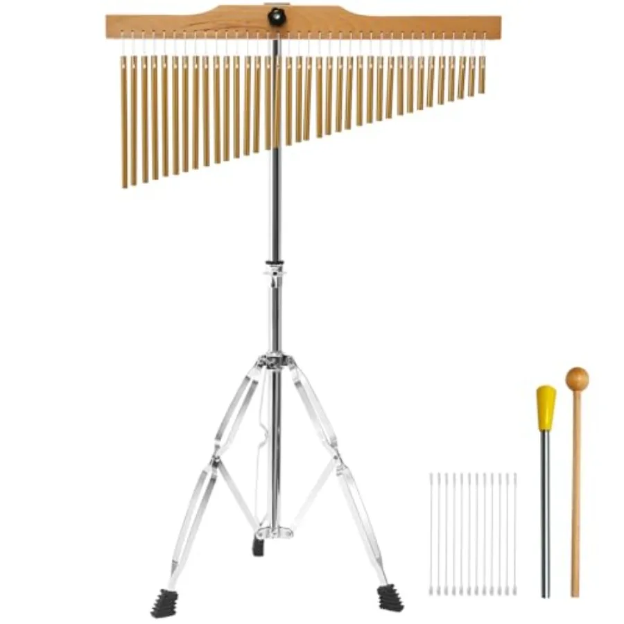 

36-Bar Chimes Percussion 36 Notes Musical Instruments Single-Row Wind Chimes with 2.5-4FT Adjustable Stand Musical Percussion f