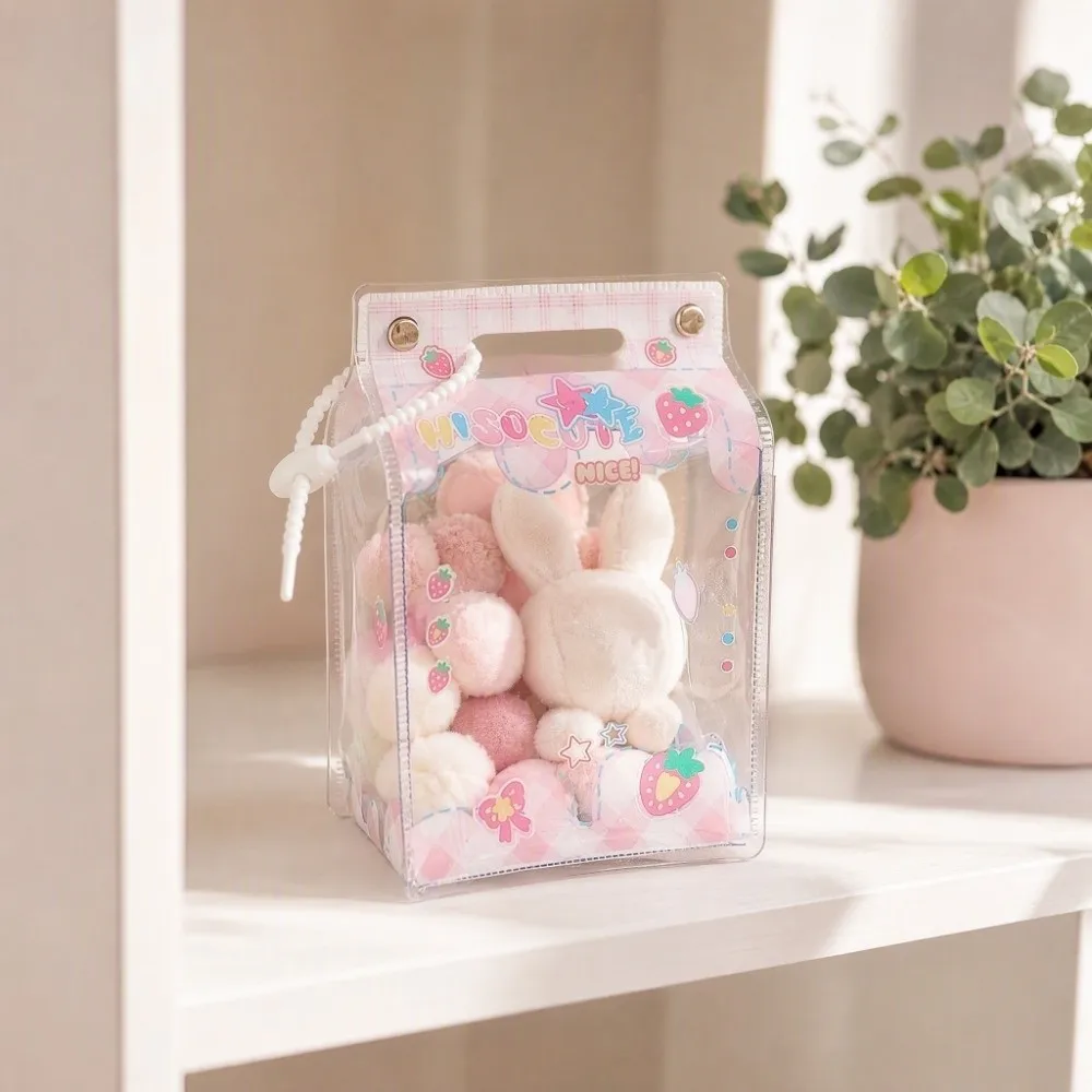 Transparent Milk Box Storage Bag with Clear Window PVC Material Display Bag Kaychain Milk Carton Shape Protector Case