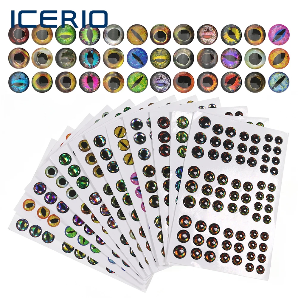 ICERIO-przynęta na ryby 69/183 szt., 3mm-10mm, oczy 3D, holograficzne, epoksydowe, rybie oko, na muchę, wobler, Minnow, DIY, akcesoria