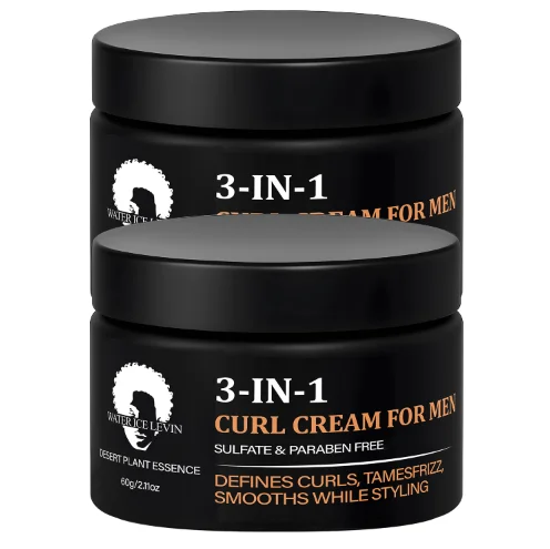 3-IN-1 Men's Curl Cream: Sulfate/Paraben-Free, Desert Plant