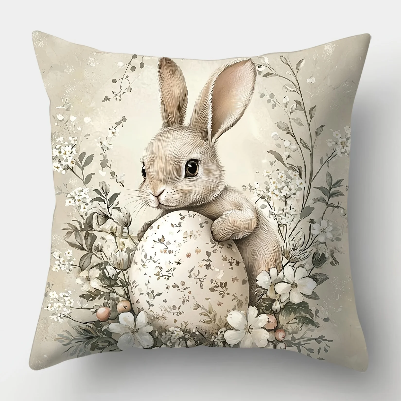 4 Pack Easter Bunny Throw Pillow Covers Spring Decor Watercolor Rabbit Eggs Floral Nursery Christian Holiday Accent Cushion Set