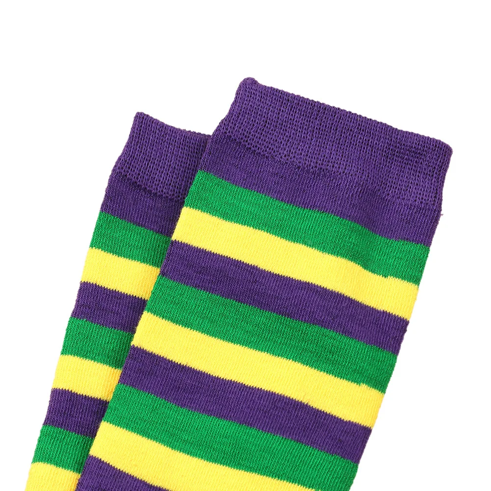 Mardi Gras St Patrick Over Knee Costume Stockings Striped Long Socks for Women Girl