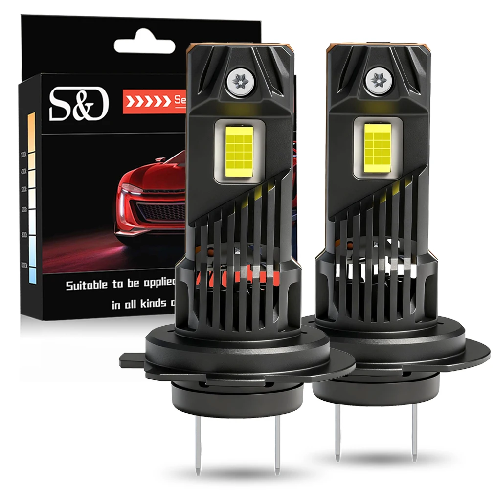 

S&D H7 LED Headlight Bulbs 120W 30000LM CANBUS H7 LED Light Auto Headlight 6000K 7035 CSP Car Headlamp with Turbo Fan Head Light