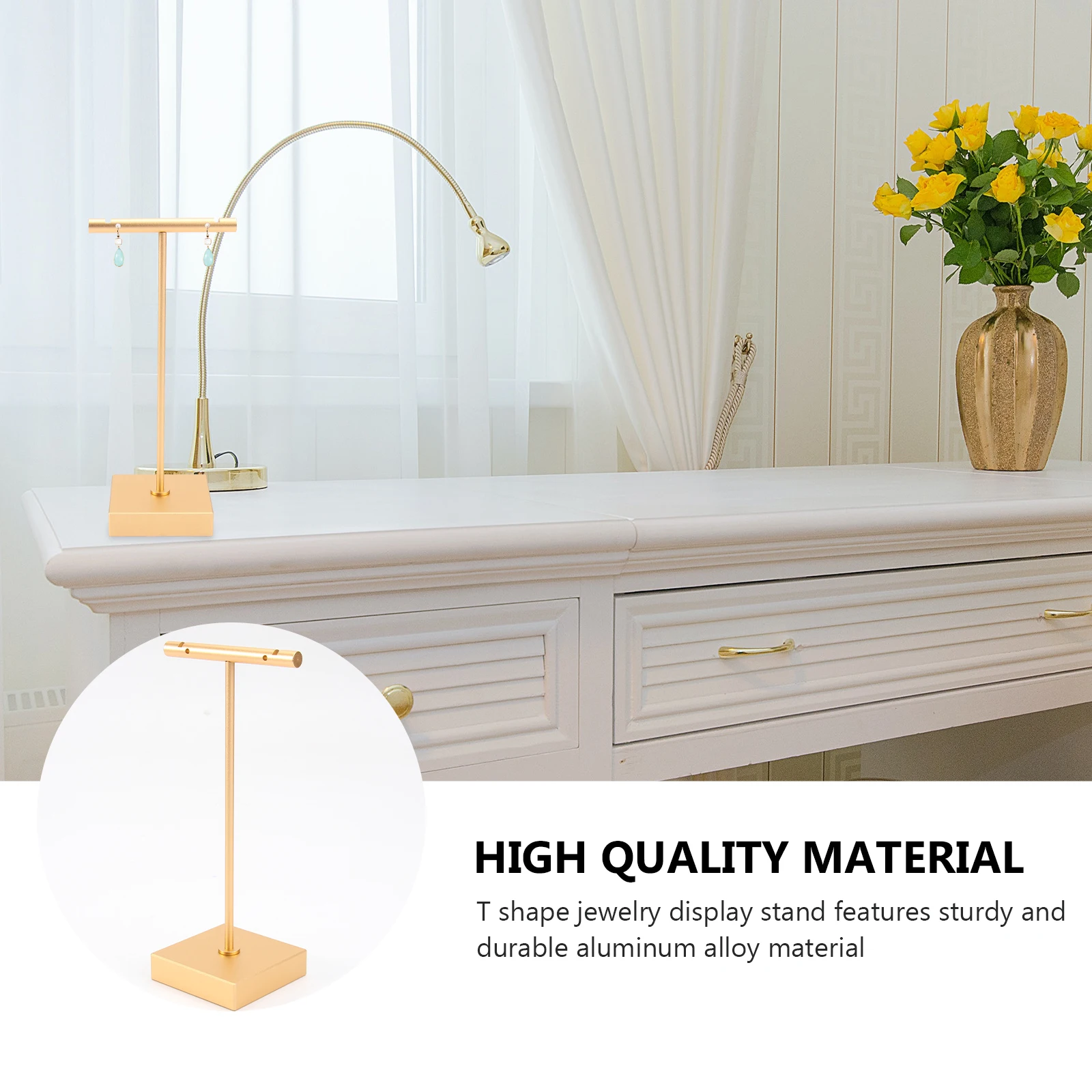 

Earring Display Stand Jewelry Showing Rack Aluminum Alloy T-shaped Earrings Holder Clear Storage Bath Bedroom Organizer