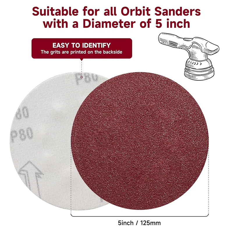 

10/20/50 шт. шлифовальные диски, 5 дюймов, 125 мм, крючок и петля, зернистость 40-2000, наждачная бумага для произвольной орбитальной шлифовальной машины, полировка изделий из дерева