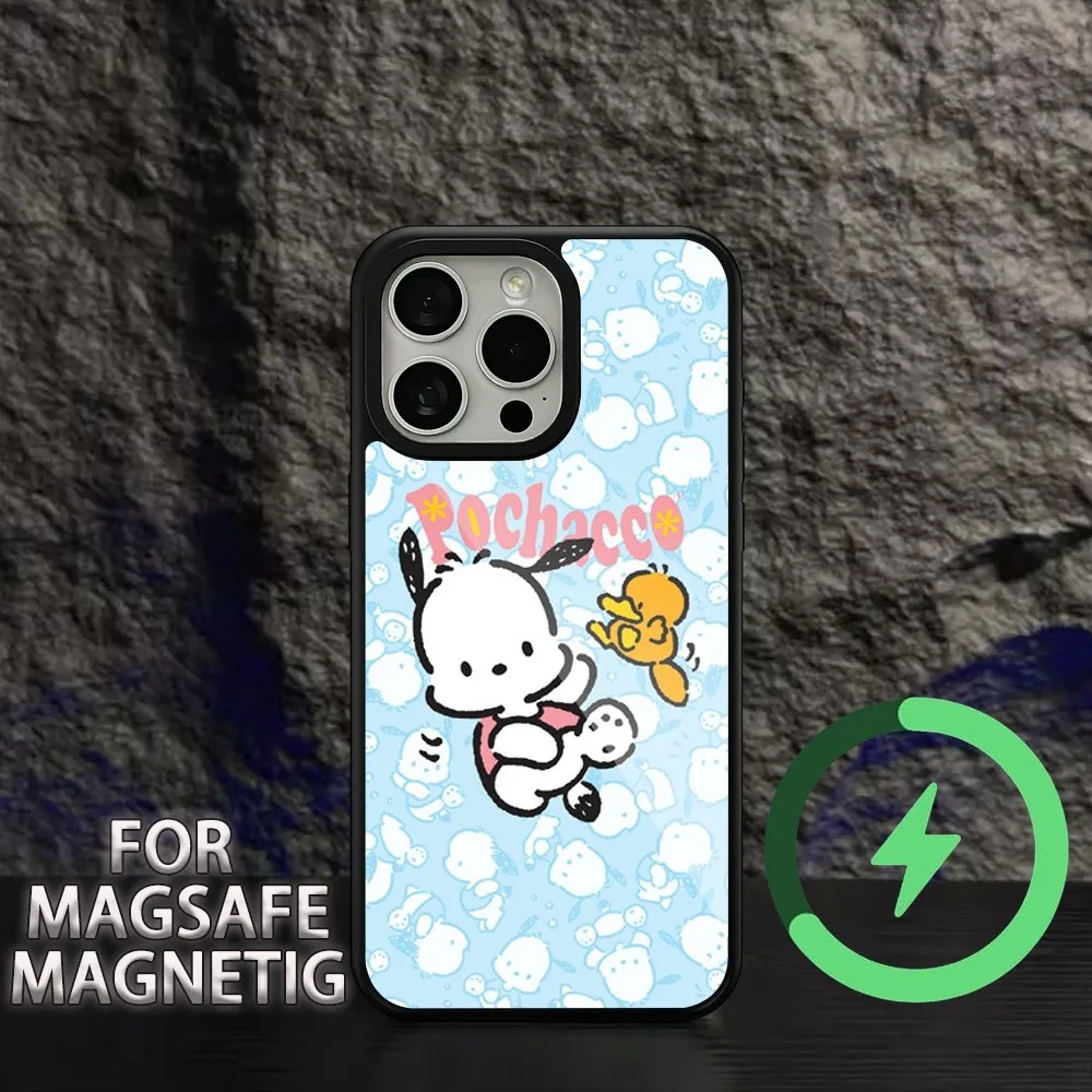 MINISO Sanrio Pochacco  Phone Case For iPhone 15 14 13 12 11 Pro Max Plus Magsafe Magnetic Wireless Charging Cover image 4