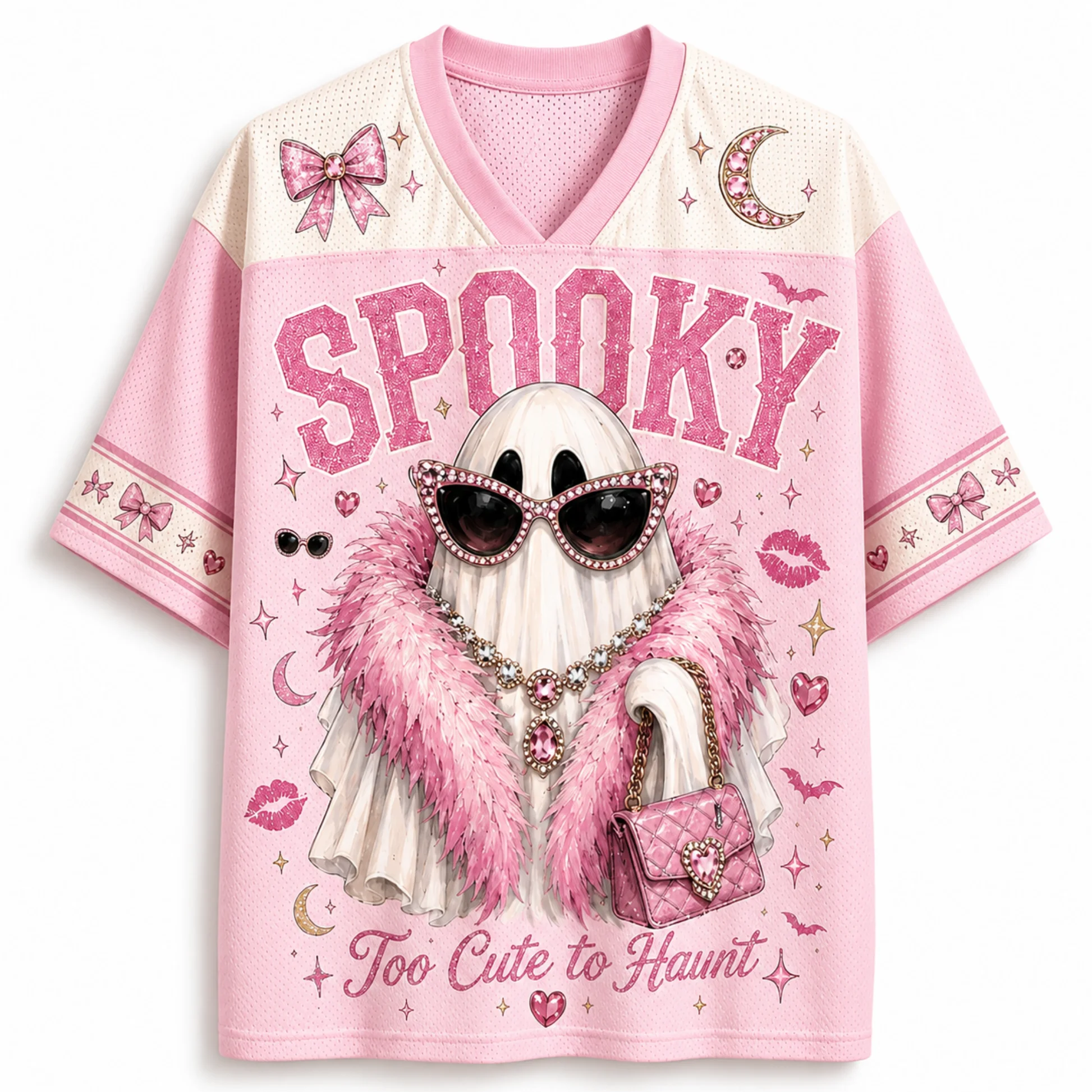 3D Printed American Funny V-neck T-shirt Trendy Halloween Exquisite Ghost Atmosphere Wan Men's and Women's Ball Clothes
