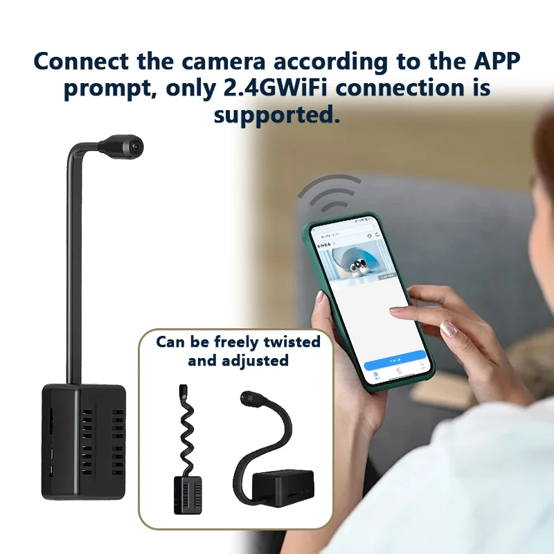 كاميرا WiFi 1080P 2.4G WIFI USB قابلة لإعادة الشحن مع بطارية 2000 مللي أمبير في الساعة، كشف الحركة، المراقبة عن بعد، عرض التطبيقات