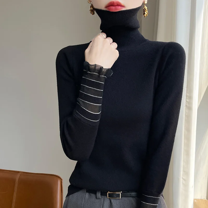 

2024 New Autumn And Winter Turtleneck Cashmere Sweater Women Casual Knit Top Cashmere Sweater Women