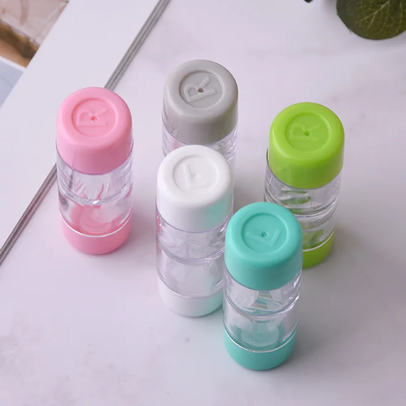 Fashion Unisex Cute Bottle Tube Contact Lens Case Holder Glasses Case Travel Glasses Lenses Box Eyes Care Kit Holder Container