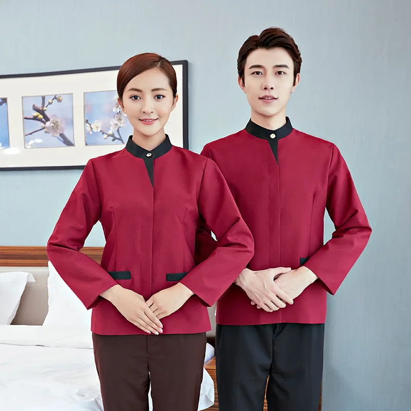 Hotel Housekeeping Long Sleeve UniformPAAuntie Waiter Work Uniform Hotel Room Property Cleaner Autumn Winter Outfit Unisex