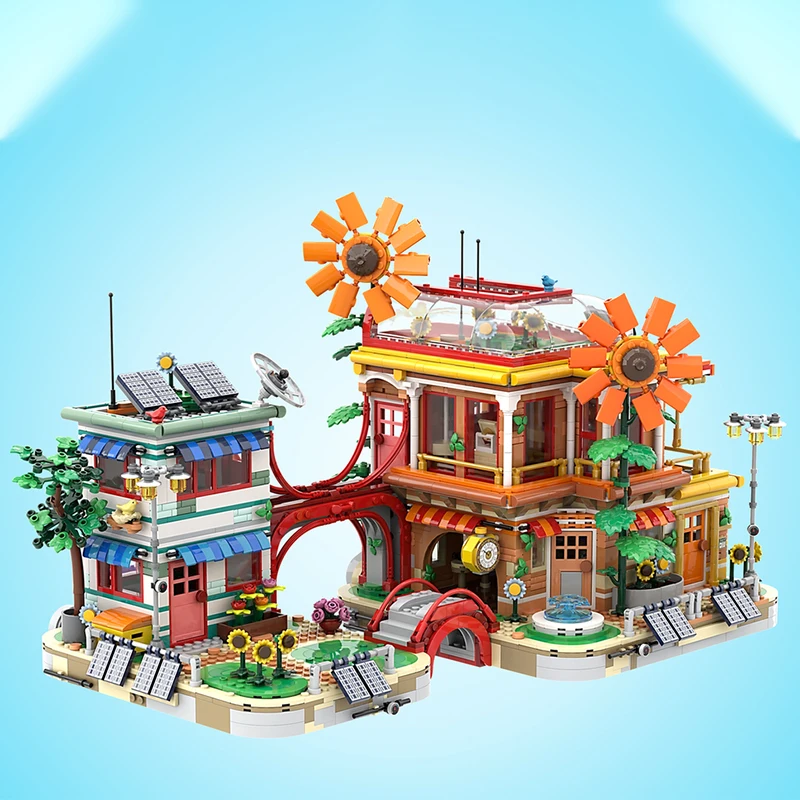 

3071 шт. MOC Solar City модульные здания строительные блоки Рождественский подарок визуальное отслеживание обучающие игрушки STEM образование