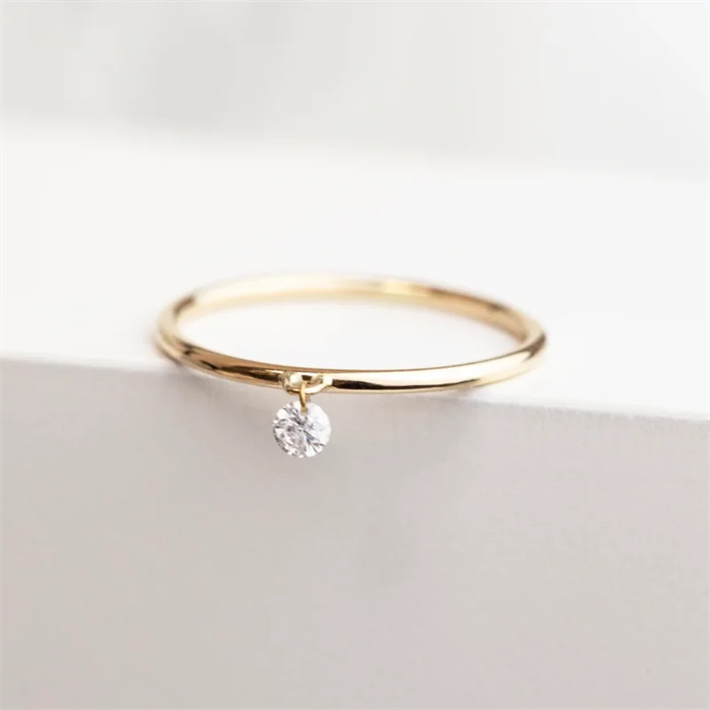 Prawdziwe 14-karatowe złote pierścionki z cyrkoniami Dainty Knuckle Rings Boho Jewelry Ring For Women Hipoalergiczna biżuteria Pierścionek odporny na przebarwienia