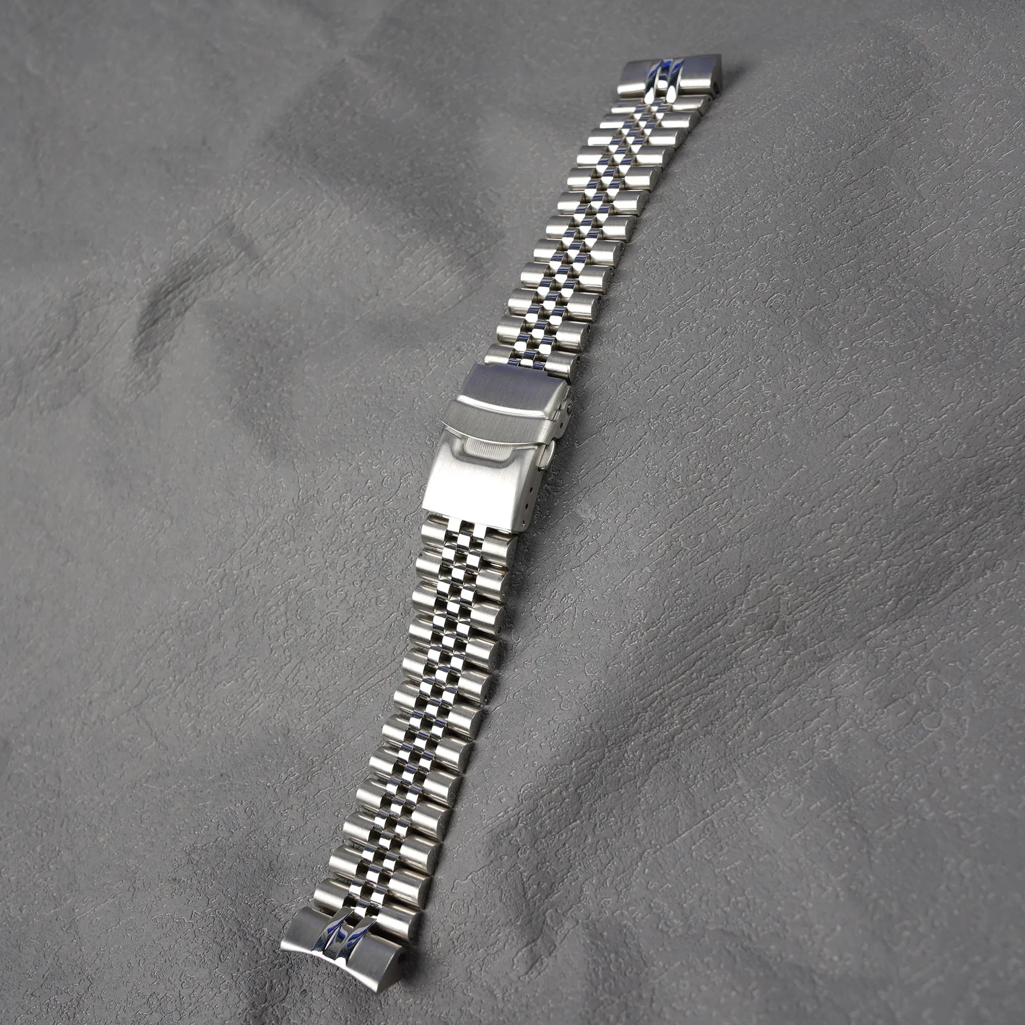 Rolamy Custom Link - 22mm Jubilee Solid Curved End Stainless Steel Watchband for Seiko King Samurai SRPE33 SRPE35 SRPD23 SRPF03