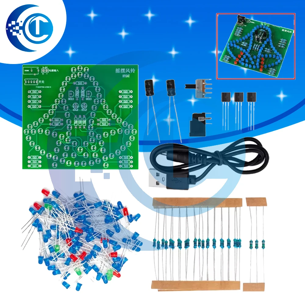 Laboratory Swing Bells DIY Windbell Fun Soldering Electronic Swing Bells Wind Chime 95 LEDs Flashing Light DC 5V Learning Kit