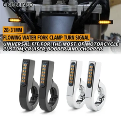 Motorcycle Fork Front LED Turn Signal Light 28mm-58m Amber Blinker Indicator Lamp For Harley Honda Yamaha Suzuki Bobber Chopper