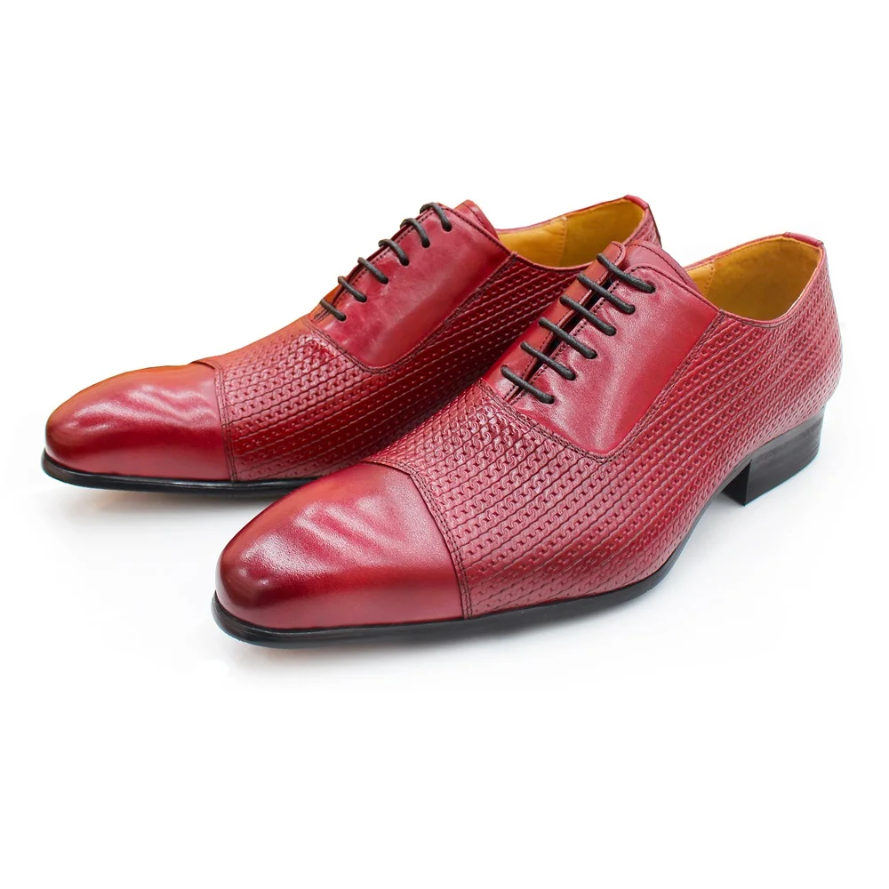Luxury Mens Genuine Leather Handmade Office Wedding Mesh Pointed Toe Lace-Up Oxford Shoes Mens Formal Shoes - view 6