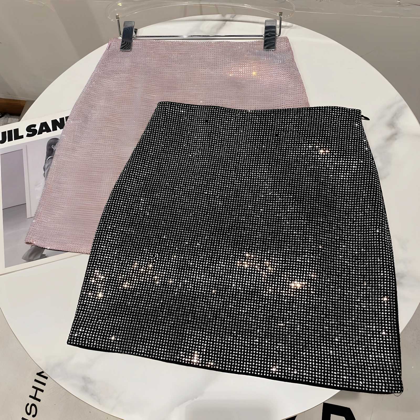 

iny Water Diamond f-length ort Skirt Bodycon Club Nightclub Famous Person Autumn New Sle mid Waist H pe Skirt