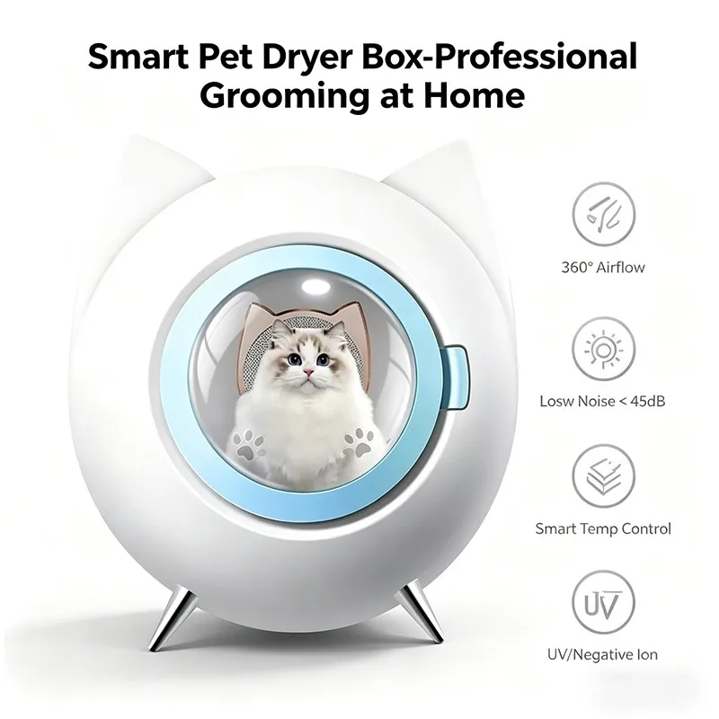 All-Intelligent  Dryer for Pet Under 15kg Comfort Speed Generation Large Capacity Pet Dryer Hair Drying Box Made Plastic