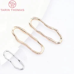 (9088) 6PCS 9x24MM 24K Gold Color Brass Irregular Oval Circle Connector Charms High Quality DIY Jewelry Making Accessories