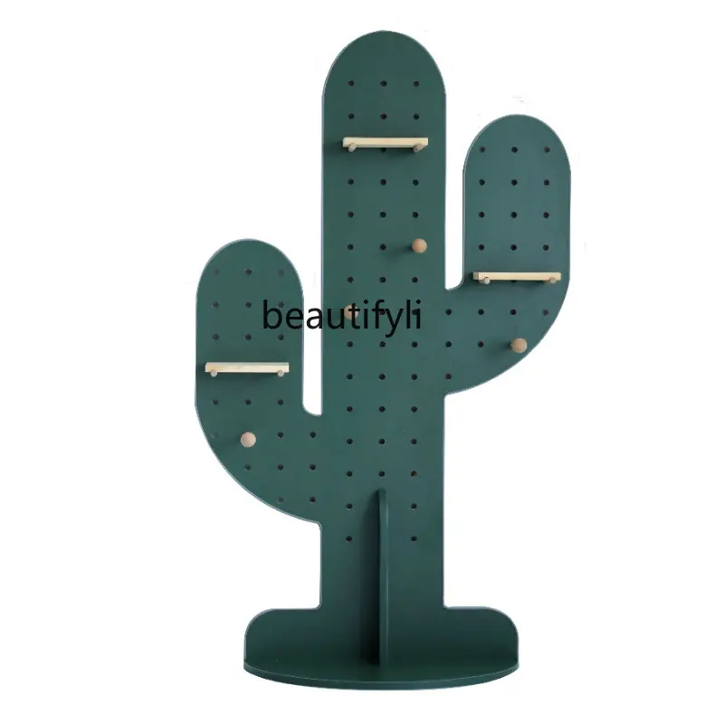 yj Wire-Wrap Board Hanger Clothes Storage Rack Wall Cactus Decorative Display Vertical Coat Hook Floor Storage Rack