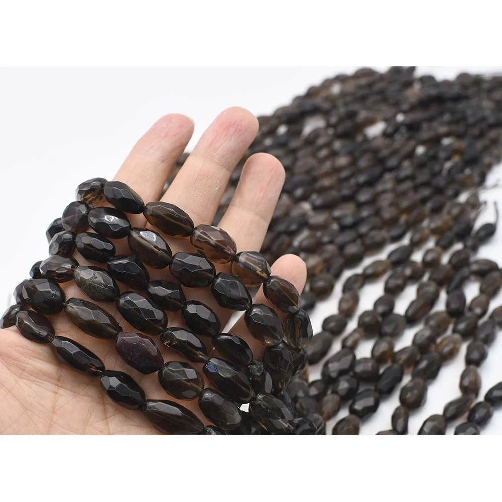 11x14mm AA Natural Faceted smoky quartz irregular Oval Stone Beads For DIY necklace bracelet jewelry make 15 