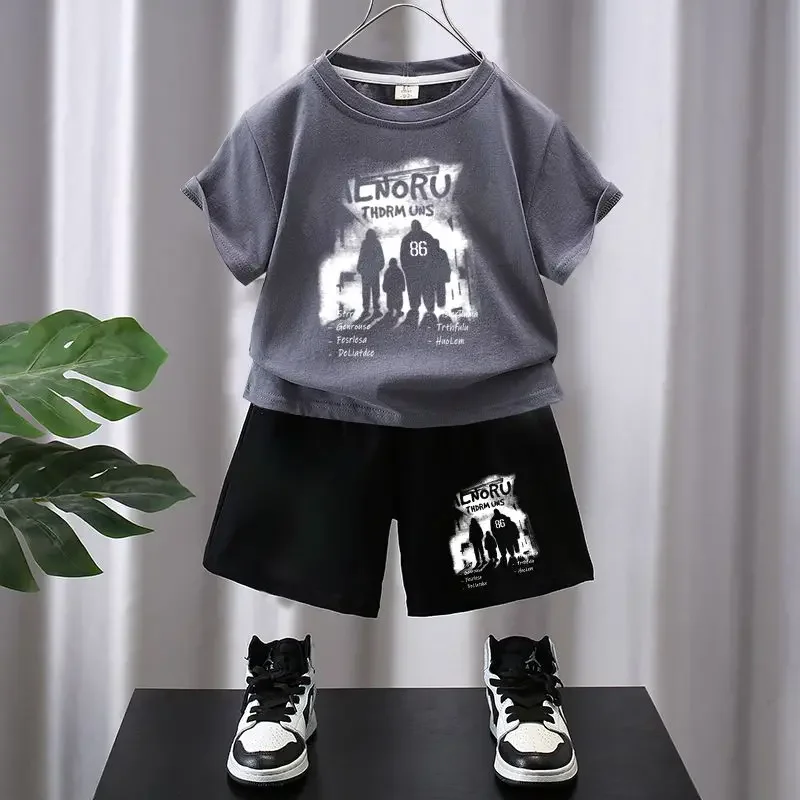 子供用半袖Tシャツとショートパンツのセット,男の子用の服のセット,女の子用のファッショナブルな服,夏のトラックスーツ,2ユニット