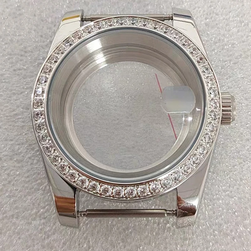 316L الفولاذ المقاوم للصدأ 36 مللي متر/39 مللي متر الفضة/الذهب/روزالذهب الماس الياقوت ساعة زجاجية مكبرة تناسب حركة NH35/NH36