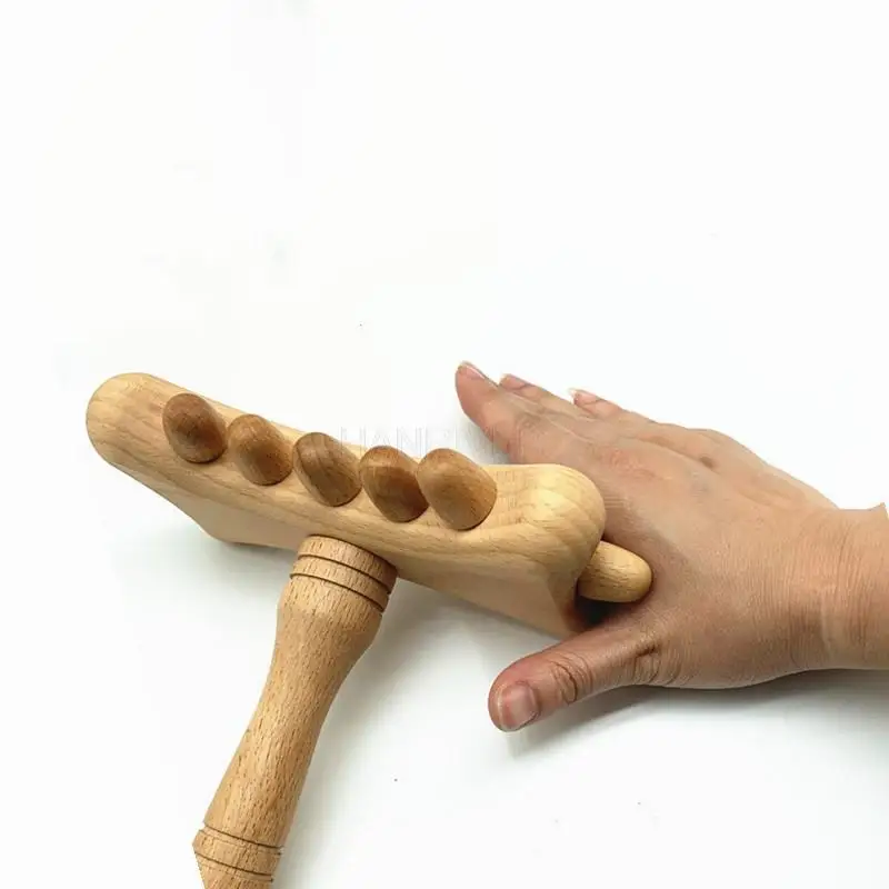 Alat pijat terapi kayu, palu pijat drainase limfatik Gua Sha, pereda nyeri otot Anti selulit titik pemicu