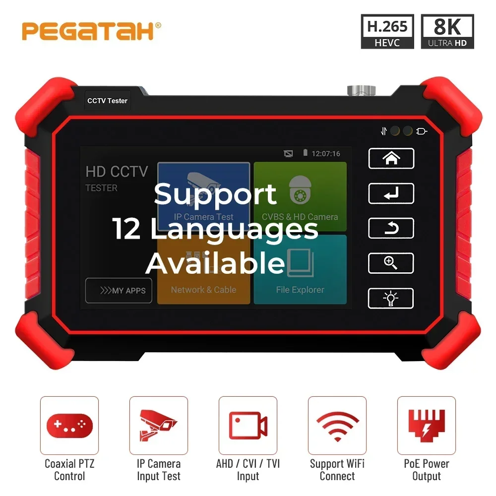 Securexpert 4 Inch CCTV IP Camera Tester Mini Monitor 8K H.265 Main Stream Test AHD CVI TVI with PoE Power Output Tester