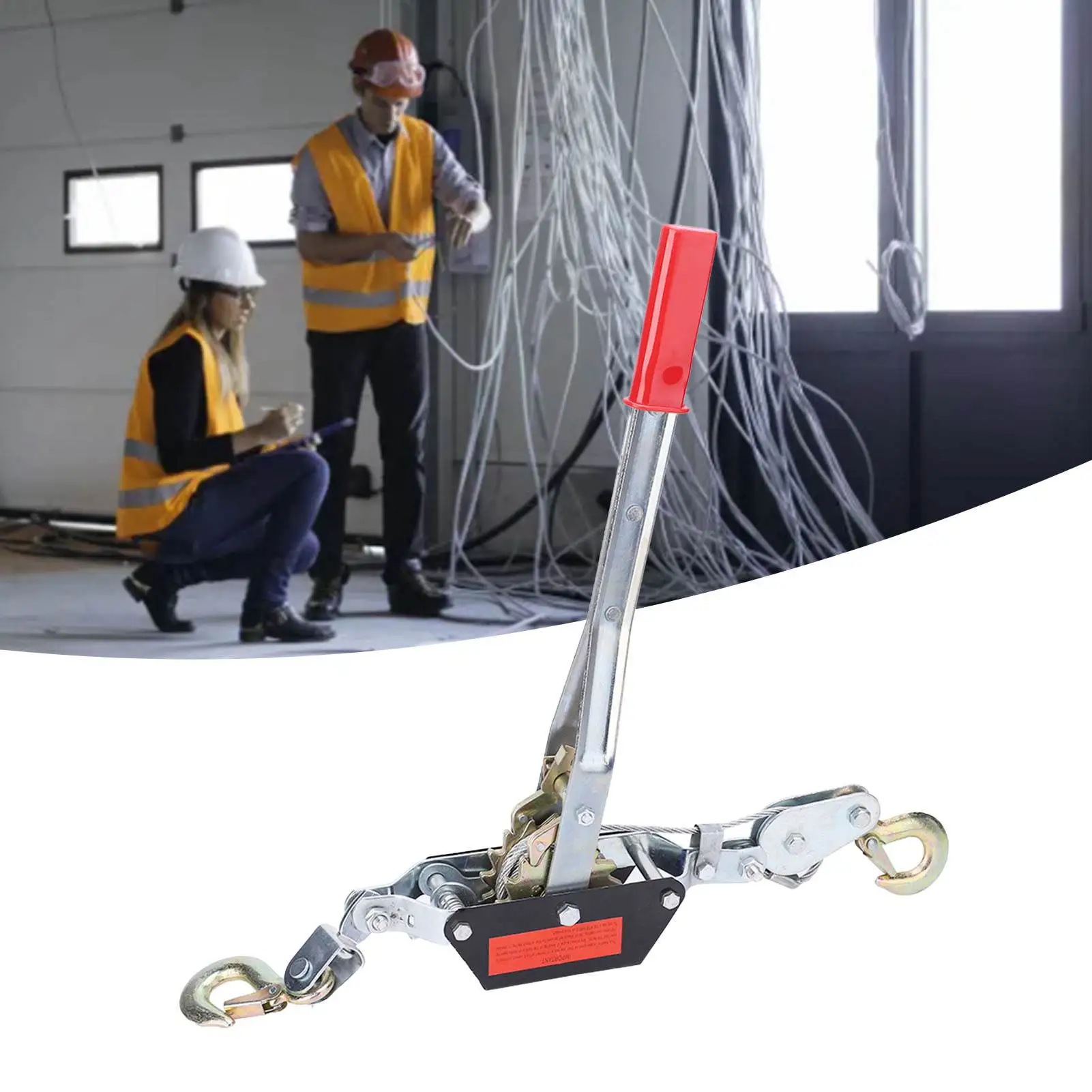 2/4T Wire Rope Hand Power Puller Tighten Tool Large Pull Capacity Sturdy and Durable Mini Tightener Double Hook Lifting Tool