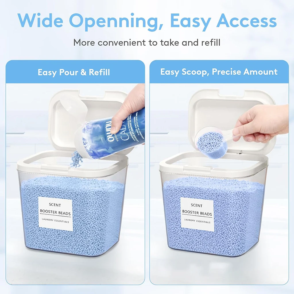 2/3pc Laundry Pods Container with Pop-up Lid, Laundry Room Organization Dryer Sheet Holder for Washing Powder Scent Booster Bead view 3