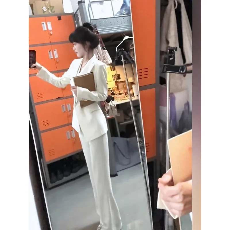 

Women's Clothing This Year's Fashion Beautiful Sets Spring and Autumn New High Fashion White Suit Jacket Pants Two Suits Women