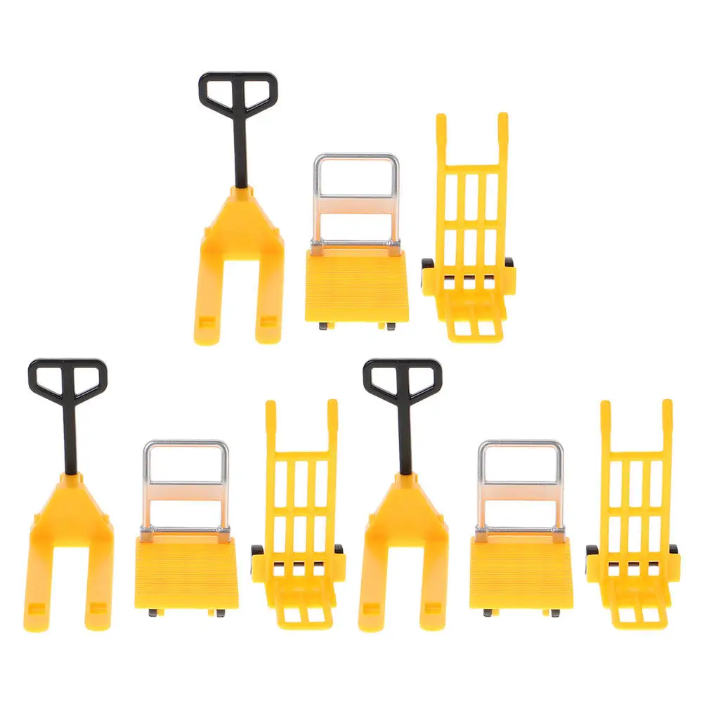 

3 Sets Miniature Forklift Hand Trolley Platform Cart Construction Vehicle Moving Tool Interactive Playset for Kids Learning