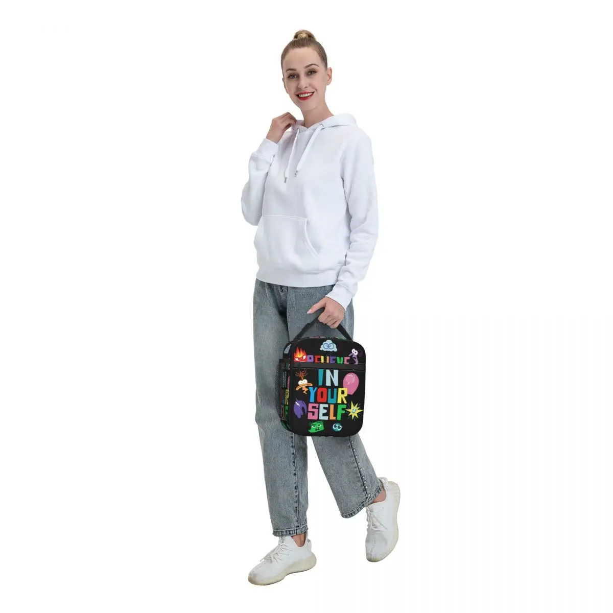 Boîte à lunch personnalisée à l\'envers pour femme, sac à lunch auto-réutilisable, glacière thermique multifonction, sac isotherme pour aliments,